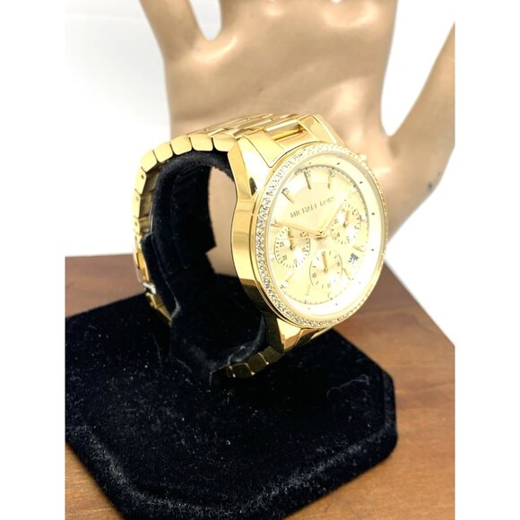 Michael Kors Women's Watch MK6356 Ritz Gemmed Quartz 37mm Gold Stainless Steel - Picture 14 of 14